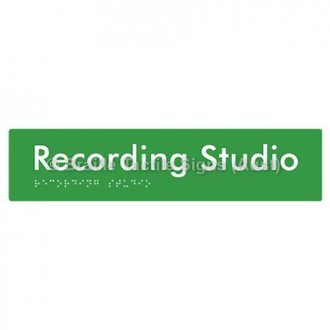 Braille Sign Recording Studio - Braille Tactile Signs Aust. - BTS241-grn - Custom Signs - Fast Shipping - High Quality - Australian Made & Owned