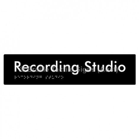 Braille Sign Recording Studio - Braille Tactile Signs Aust. - BTS241-blk - Custom Signs - Fast Shipping - High Quality - Australian Made & Owned