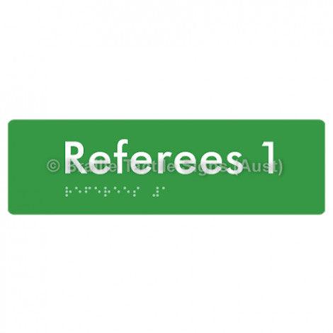 Braille Sign Referees 1 - Braille Tactile Signs Aust. - BTS185-01-grn - Custom Signs - Fast Shipping - High Quality - Australian Made & Owned