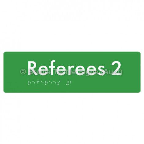 Braille Sign Referees 2 - Braille Tactile Signs Aust. - BTS185-02-grn - Custom Signs - Fast Shipping - High Quality - Australian Made & Owned