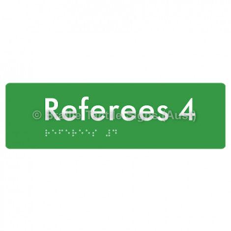 Braille Sign Referees 4 - Braille Tactile Signs Aust. - BTS185-04-grn - Custom Signs - Fast Shipping - High Quality - Australian Made & Owned