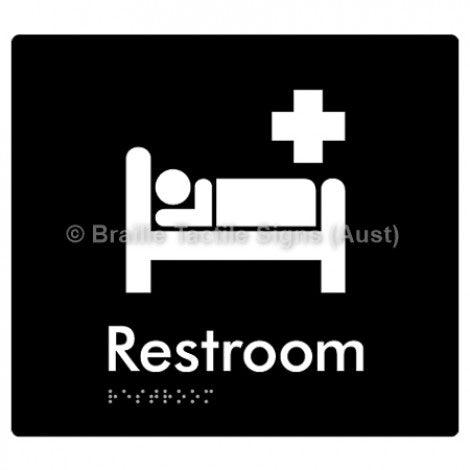 Braille Sign Restroom - Braille Tactile Signs Aust. - BTS116-blk - Custom Signs - Fast Shipping - High Quality - Australian Made & Owned