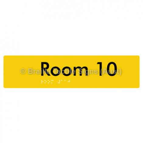 Braille Sign Room 10 - Braille Tactile Signs Aust. - BTS248-10-yel - Custom Signs - Fast Shipping - High Quality - Australian Made & Owned