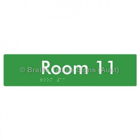 Braille Sign Room 11 - Braille Tactile Signs Aust. - BTS248-11-grn - Custom Signs - Fast Shipping - High Quality - Australian Made & Owned