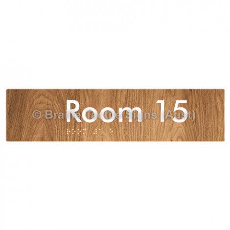 Braille Sign Room 15 - Braille Tactile Signs Aust. - BTS248-15-wdg - Custom Signs - Fast Shipping - High Quality - Australian Made & Owned