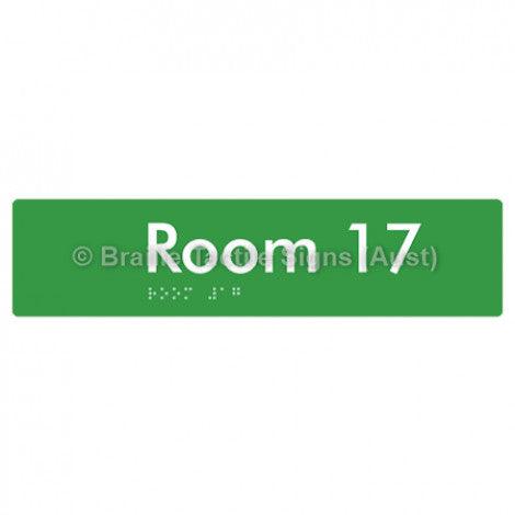 Braille Sign Room 17 - Braille Tactile Signs Aust. - BTS248-17-grn - Custom Signs - Fast Shipping - High Quality - Australian Made & Owned