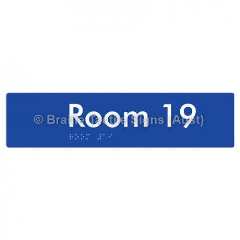 Braille Sign Room 19 - Braille Tactile Signs Aust. - BTS248-19-blu - Custom Signs - Fast Shipping - High Quality - Australian Made & Owned