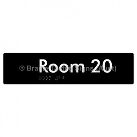 Braille Sign Room 20 - Braille Tactile Signs Aust. - BTS248-20-blk - Custom Signs - Fast Shipping - High Quality - Australian Made & Owned