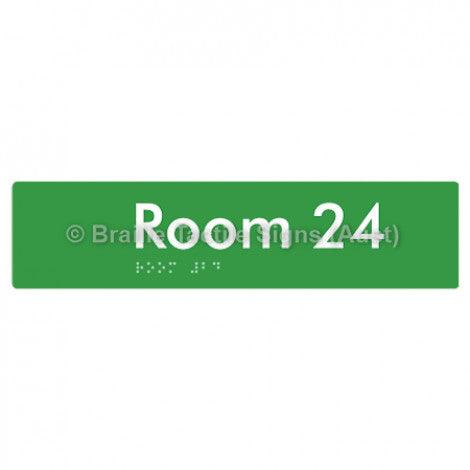 Braille Sign Room 24 - Braille Tactile Signs Aust. - BTS248-24-grn - Custom Signs - Fast Shipping - High Quality - Australian Made & Owned