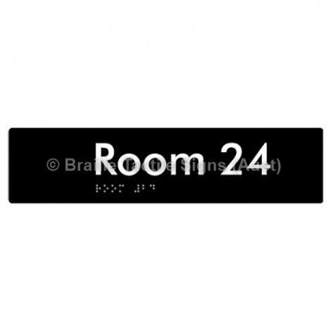 Braille Sign Room 24 - Braille Tactile Signs Aust. - BTS248-24-blk - Custom Signs - Fast Shipping - High Quality - Australian Made & Owned