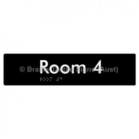 Braille Sign Room 4 - Braille Tactile Signs Aust. - BTS248-04-blk - Custom Signs - Fast Shipping - High Quality - Australian Made & Owned