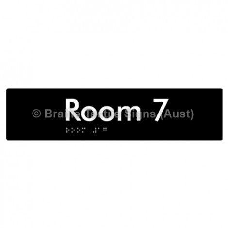 Braille Sign Room 7 - Braille Tactile Signs Aust. - BTS248-07-blk - Custom Signs - Fast Shipping - High Quality - Australian Made & Owned