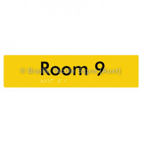 Braille Sign Room 9 - Braille Tactile Signs Aust. - BTS248-09-yel - Custom Signs - Fast Shipping - High Quality - Australian Made & Owned