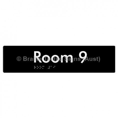 Braille Sign Room 9 - Braille Tactile Signs Aust. - BTS248-09-blk - Custom Signs - Fast Shipping - High Quality - Australian Made & Owned
