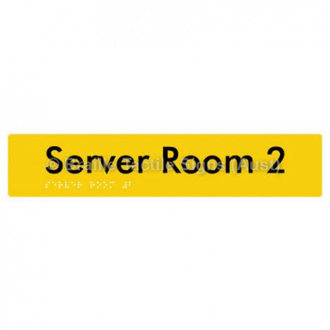 Braille Sign Server Room 2 - Braille Tactile Signs Aust. - BTS253-02-yel - Custom Signs - Fast Shipping - High Quality - Australian Made & Owned