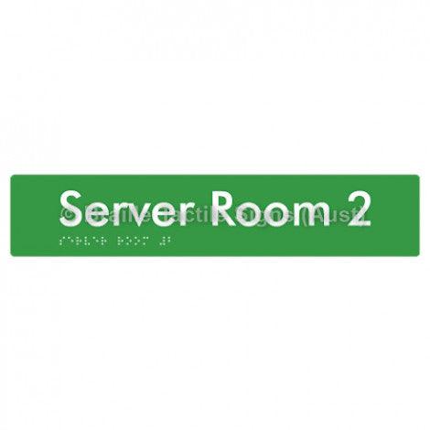 Braille Sign Server Room 2 - Braille Tactile Signs Aust. - BTS253-02-grn - Custom Signs - Fast Shipping - High Quality - Australian Made & Owned