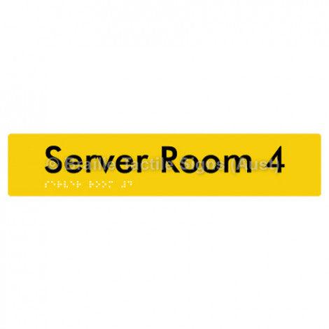 Braille Sign Server Room 4 - Braille Tactile Signs Aust. - BTS253-04-yel - Custom Signs - Fast Shipping - High Quality - Australian Made & Owned