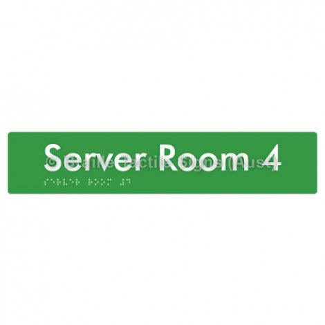 Braille Sign Server Room 4 - Braille Tactile Signs Aust. - BTS253-04-grn - Custom Signs - Fast Shipping - High Quality - Australian Made & Owned