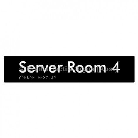 Braille Sign Server Room 4 - Braille Tactile Signs Aust. - BTS253-04-blk - Custom Signs - Fast Shipping - High Quality - Australian Made & Owned