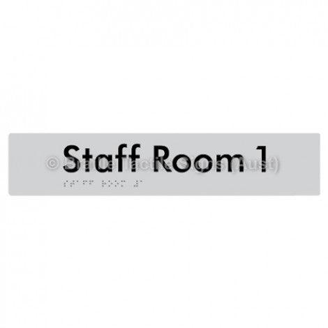 Braille Sign Staff Room 1 - Braille Tactile Signs Aust. - BTS251-01-slv - Custom Signs - Fast Shipping - High Quality - Australian Made & Owned
