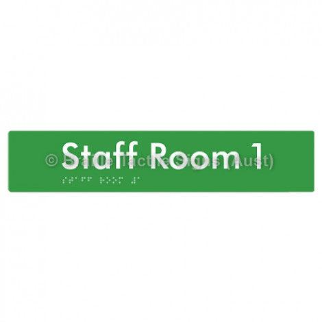 Braille Sign Staff Room 1 - Braille Tactile Signs Aust. - BTS251-01-grn - Custom Signs - Fast Shipping - High Quality - Australian Made & Owned