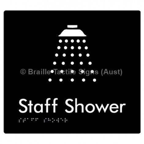 Braille Sign Staff Shower - Braille Tactile Signs Aust. - BTS62-blk - Custom Signs - Fast Shipping - High Quality - Australian Made & Owned