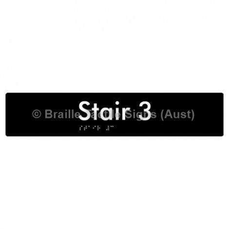 Braille Sign Stair 3 - Braille Tactile Signs Aust. - BTS259-03-blk - Custom Signs - Fast Shipping - High Quality - Australian Made & Owned