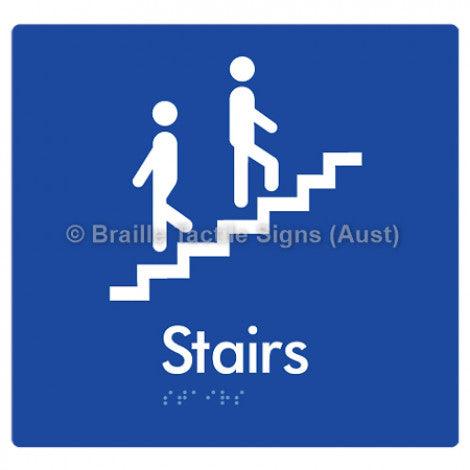 Braille Sign Stairs - Braille Tactile Signs Aust. - BTS34-blu - Custom Signs - Fast Shipping - High Quality - Australian Made & Owned
