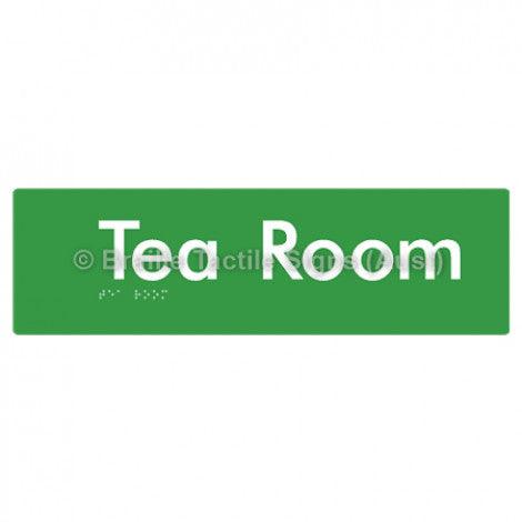 Braille Sign Tea Room - Braille Tactile Signs Aust. - BTS125-grn - Custom Signs - Fast Shipping - High Quality - Australian Made & Owned