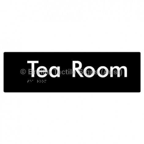 Braille Sign Tea Room - Braille Tactile Signs Aust. - BTS125-blk - Custom Signs - Fast Shipping - High Quality - Australian Made & Owned
