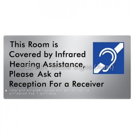 Braille Sign This Room is Covered by Infrared Hearing Assistance, Please Ask at Reception For a Receiver - Braille Tactile Signs Aust. - BTS289-aliS - Custom Signs - Fast Shipping - High Quality - Australian Made & Owned