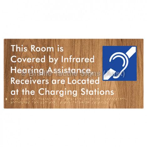 Braille Sign This Room is Covered by Infrared Hearing Assistance, Receivers are Located at the Charging Stations - Braille Tactile Signs Aust. - BTS297-wdg - Custom Signs - Fast Shipping - High Quality - Australian Made & Owned
