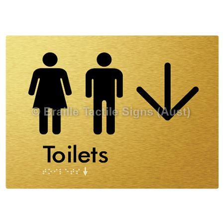 Braille Sign Toilets w/ Large Arrow: - Braille Tactile Signs Aust. - BTS68->D-aliG - Custom Signs - Fast Shipping - High Quality - Australian Made & Owned