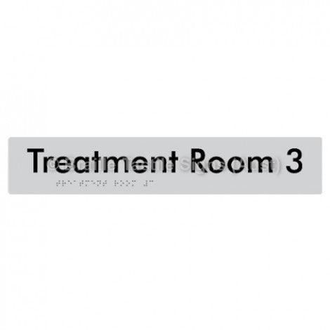 Braille Sign Treatment Room 3 - Braille Tactile Signs Aust. - BTS254-03-slv - Custom Signs - Fast Shipping - High Quality - Australian Made & Owned