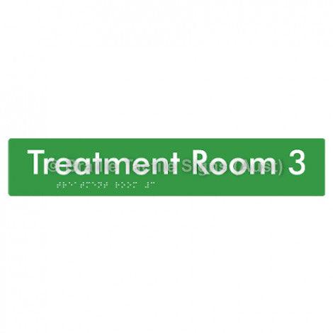 Braille Sign Treatment Room 3 - Braille Tactile Signs Aust. - BTS254-03-grn - Custom Signs - Fast Shipping - High Quality - Australian Made & Owned