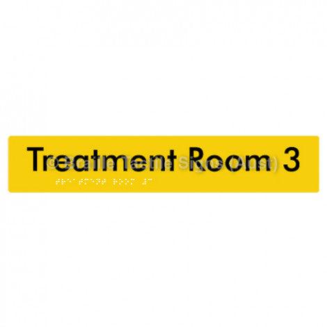 Braille Sign Treatment Room 3 - Braille Tactile Signs Aust. - BTS254-03-yel - Custom Signs - Fast Shipping - High Quality - Australian Made & Owned