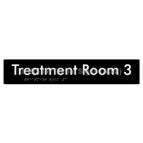 Braille Sign Treatment Room 3 - Braille Tactile Signs Aust. - BTS254-03-blk - Custom Signs - Fast Shipping - High Quality - Australian Made & Owned