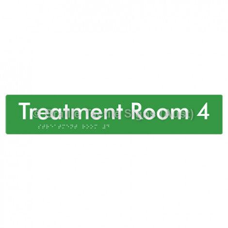 Braille Sign Treatment Room 4 - Braille Tactile Signs Aust. - BTS254-04-grn - Custom Signs - Fast Shipping - High Quality - Australian Made & Owned