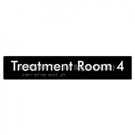 Braille Sign Treatment Room 4 - Braille Tactile Signs Aust. - BTS254-04-blk - Custom Signs - Fast Shipping - High Quality - Australian Made & Owned