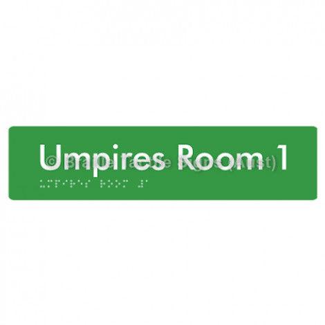 Braille Sign Umpires Room 1 - Braille Tactile Signs Aust. - BTS129-01-grn - Custom Signs - Fast Shipping - High Quality - Australian Made & Owned