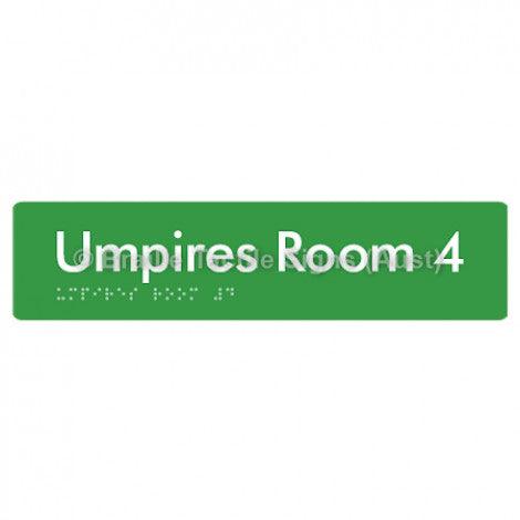 Braille Sign Umpires Room 4 - Braille Tactile Signs Aust. - BTS129-04-grn - Custom Signs - Fast Shipping - High Quality - Australian Made & Owned