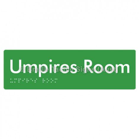 Braille Sign Umpires Room - Braille Tactile Signs Aust. - BTS129-grn - Custom Signs - Fast Shipping - High Quality - Australian Made & Owned