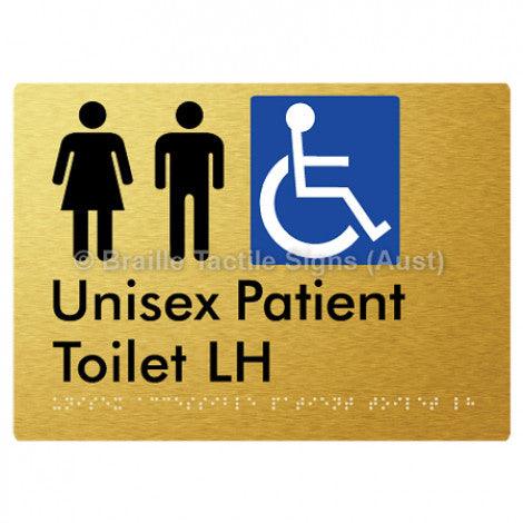 Braille Sign Unisex Accessible Patient Toilet LH - Braille Tactile Signs Aust. - BTS351-LH-aliG - Custom Signs - Fast Shipping - High Quality - Australian Made & Owned