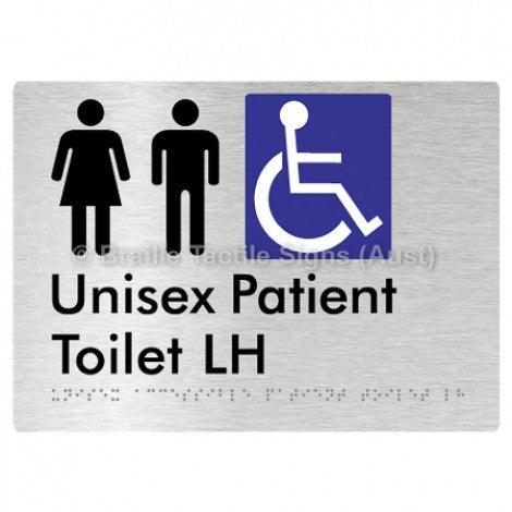 Braille Sign Unisex Accessible Patient Toilet LH - Braille Tactile Signs Aust. - BTS351-LH-aliB - Custom Signs - Fast Shipping - High Quality - Australian Made & Owned