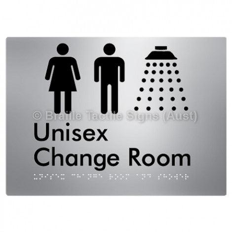 Braille Sign Unisex Change Room and Shower - Braille Tactile Signs Aust. - BTS376-aliS - Custom Signs - Fast Shipping - High Quality - Australian Made & Owned