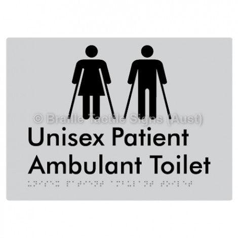 Braille Sign Unisex Patient Ambulant Toilet - Braille Tactile Signs Aust. - BTS353-slv - Custom Signs - Fast Shipping - High Quality - Australian Made & Owned
