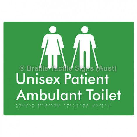 Braille Sign Unisex Patient Ambulant Toilet - Braille Tactile Signs Aust. - BTS353-grn - Custom Signs - Fast Shipping - High Quality - Australian Made & Owned