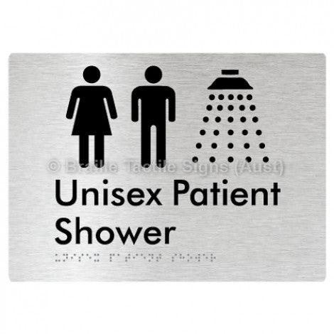 Braille Sign Unisex Patient Shower - Braille Tactile Signs Aust. - BTS354-aliB - Custom Signs - Fast Shipping - High Quality - Australian Made & Owned