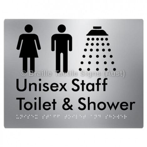 Braille Sign Unisex Staff Toilet & Shower - Braille Tactile Signs Aust. - BTS281-aliS - Custom Signs - Fast Shipping - High Quality - Australian Made & Owned