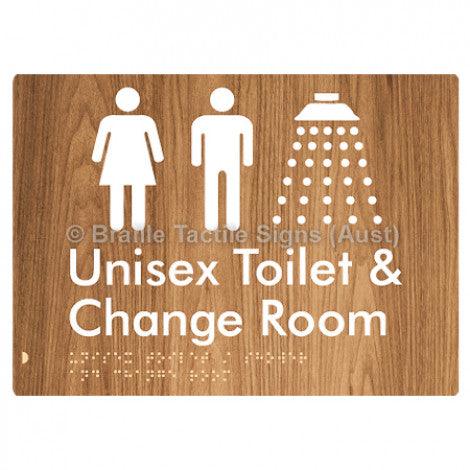 Braille Sign Unisex Toilet / Shower & Change Room - Braille Tactile Signs Aust. - BTS284-wdg - Custom Signs - Fast Shipping - High Quality - Australian Made & Owned